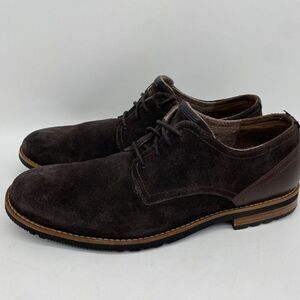 Rockport Suede Leather Shoes Mens 10M Dark Brown Ledge Hill Too Oxford‎ V81310